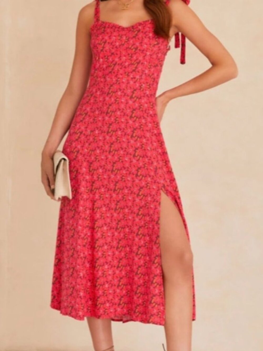 Dress Forum Pink Floral Tie-Shoulder Maxi Dress - Size Medium